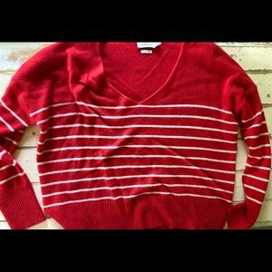 Red -V neck, 100%  cashmere sweater . Size L , perfect condition!